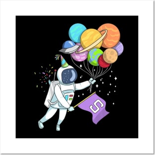 Kids Astronaut 5 Years Old Birthday Posters and Art